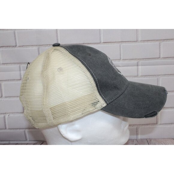 Vintage Adams F&R Trucker Hat Distressed Gray & Beige Mesh Cap Adjustable Snapba - Picture 4 of 8